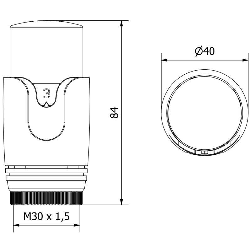 Mexen Uni-H термостатична глава за радиатор, черна - W900-000-70