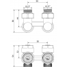 Mexen радиаторен вентил двутръбен DN50, ъглов 1/2"x16 мм, никел - W911-016-01