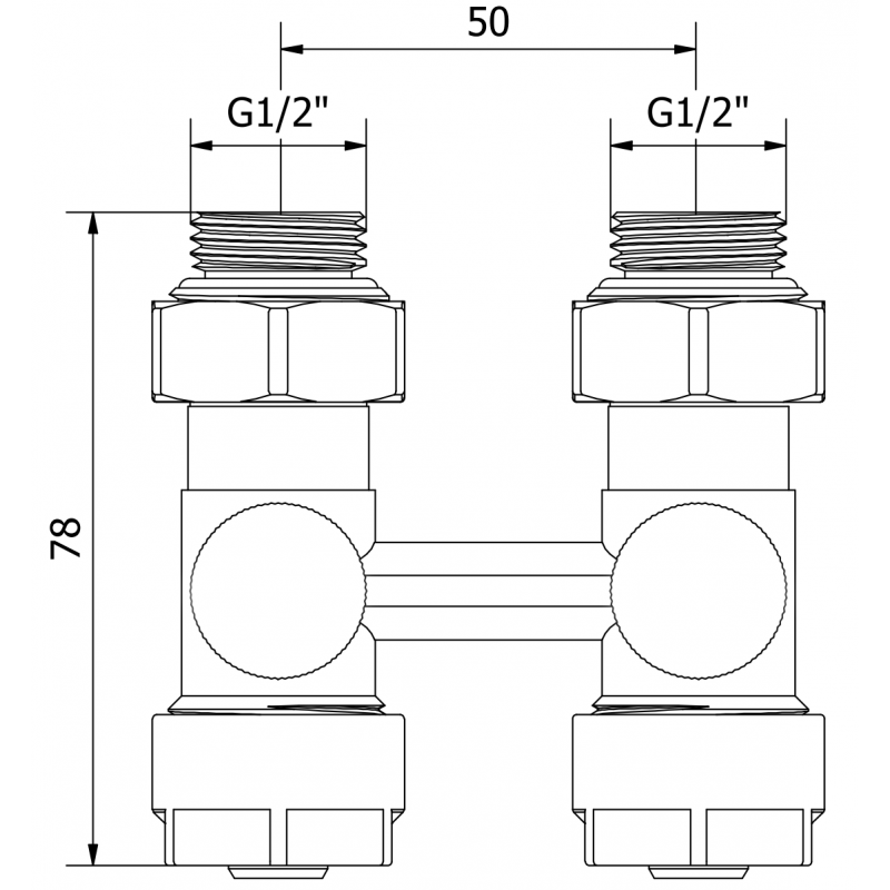 Mexen Uni-Term радиаторен вентил двутръбен DN50, прав 1/2"x16 mm, никел - W912-016-01