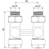 Mexen двуточкова клапа DN50, прав 1/2"x16 mm, никел  - W912-016-01