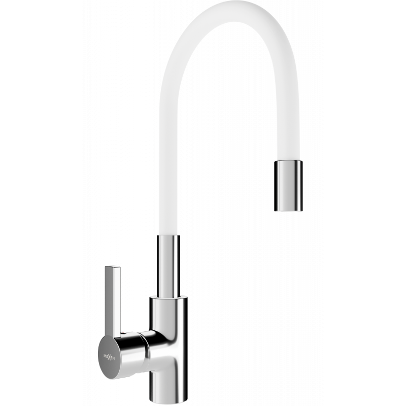 Mexen Flex кухненски смесител, хром/бял - 670900-02