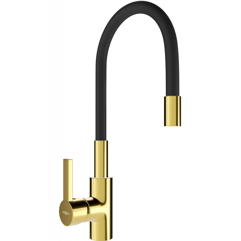 Mexen Flex кухненски смесител, златен/черен - 670900-57
