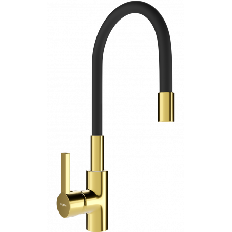 Mexen Flex кухненски смесител, златен/черен - 670900-57