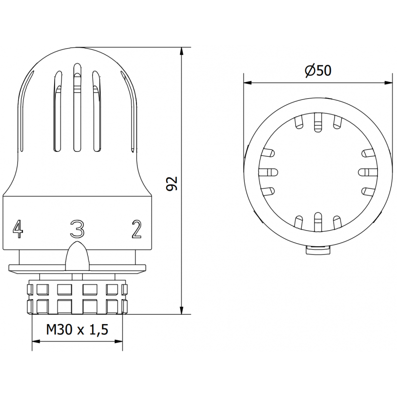 Mexen Uni-Term термостатична глава за радиатор, бяла - W908-004-20