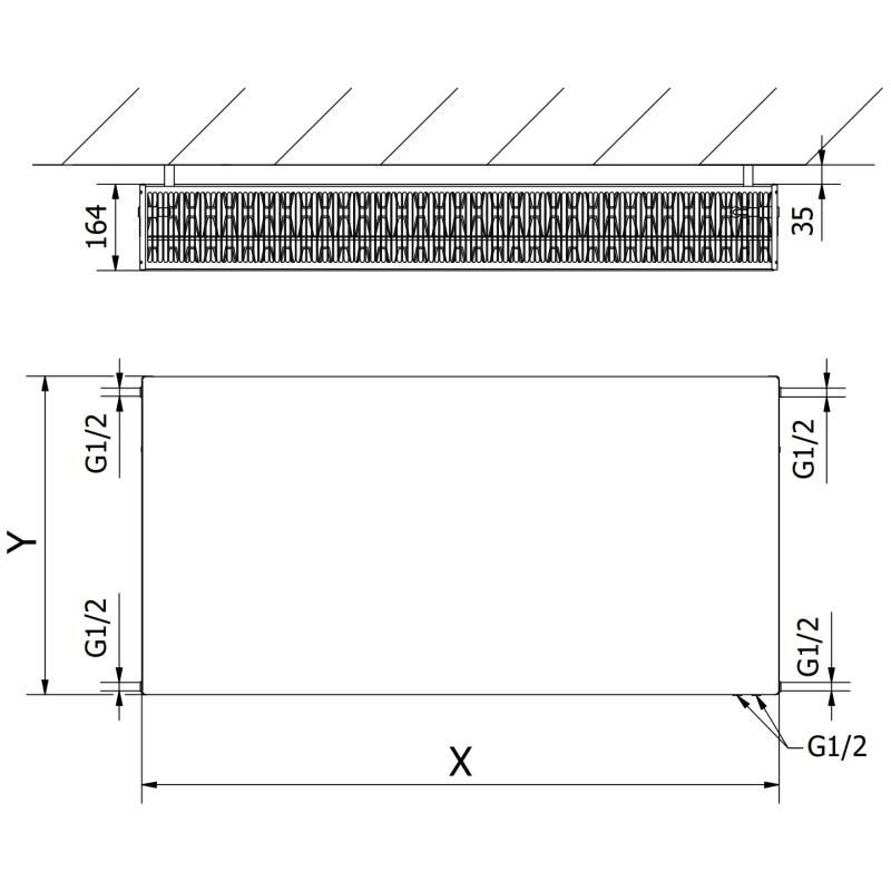 Mexen CVF33 Панелен радиатор Flat 400 x 1800 мм, долно свързване, 2847 W, черен