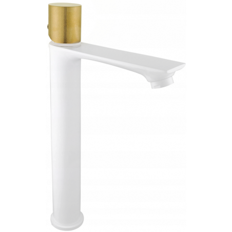 Mexen Royo One висока смесителна батерия за мивка, бяла/златна - 72211-25