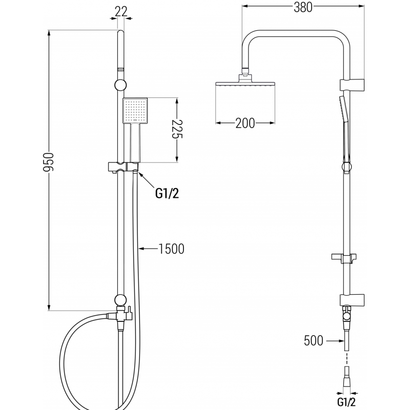 Mexen Tord душ колона, черна - 78200-70