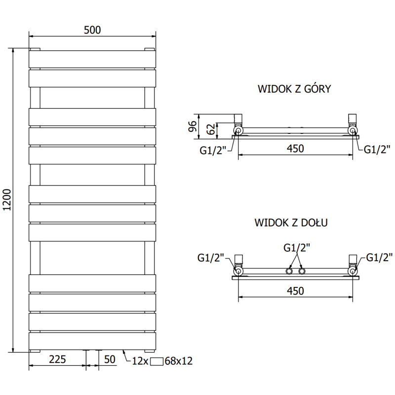 Mexen Ceres радиатор за баня 1200 x 500 mm, 482 W, златист - W111-1200-500-00-50