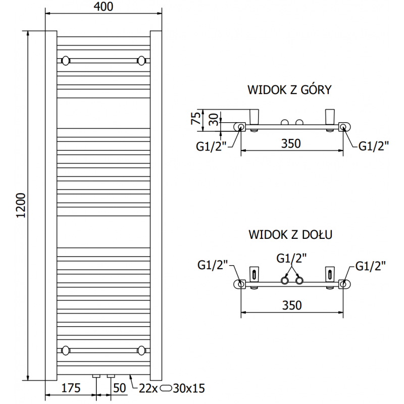 Mexen Hades баня радиатор 1200 x 400 мм, 472 W, антрацит - W104-1200-400-00-66