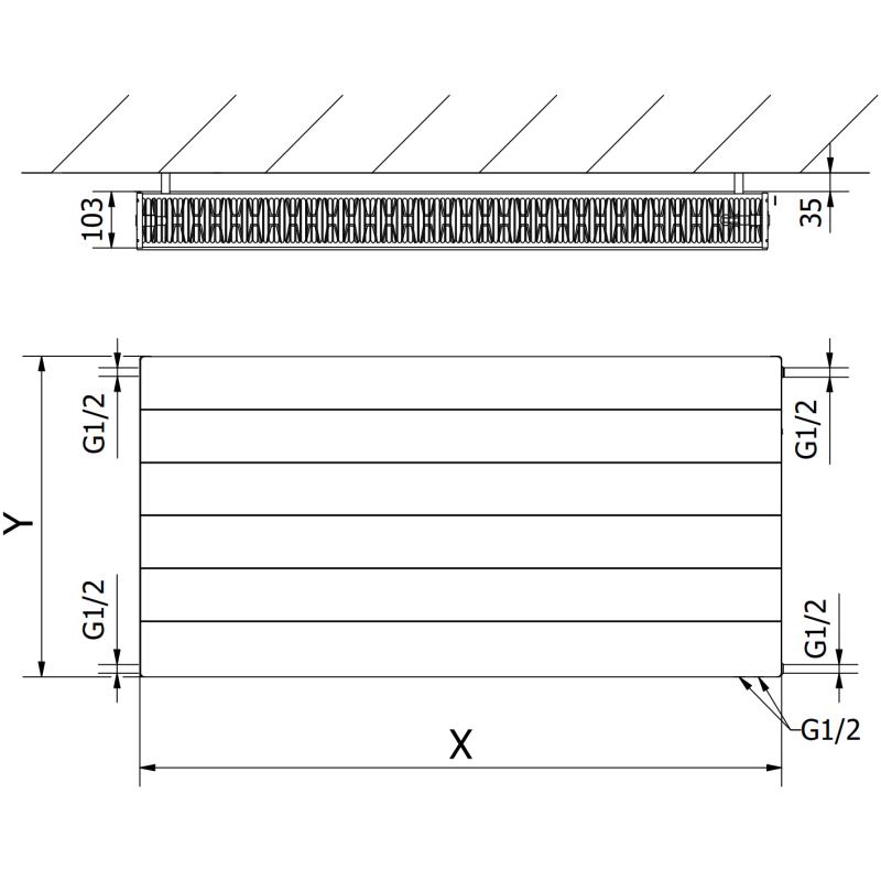 Mexen Line CVL22 панелен радиатор 900 x 1800 mm, долно свързване, 3959 W, черен - W622L-090-180-70