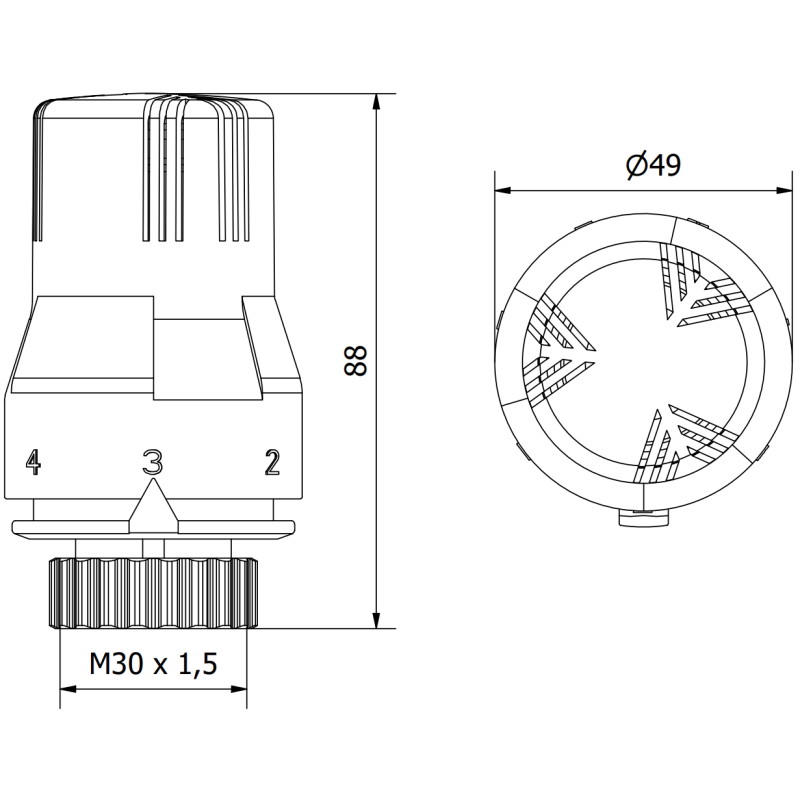 Mexen Uni-G термостатична глава за радиатор, антрацит - W908-002-66