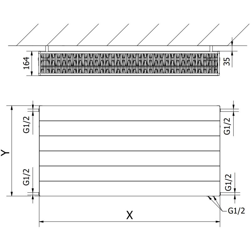 Mexen Line CVL33 радиатор 400 x 1000 мм, долно свързване, 1581 W, черен - W633L-040-100-70