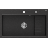Mexen Omar кухненска мивка от гранит, 1-корпусна, 800 x 480 mm, черен/сребърен металик, сифон хром - 6520801005-73