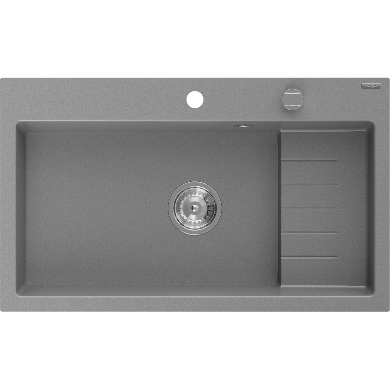Mexen Omar кухненска мивка от гранит с 1 отделение 800 x 480 mm, сив, сифон хром - 6520801005-71