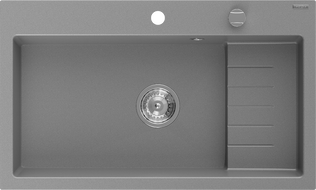 Mexen Omar кухненска мивка от гранит с 1 отделение 800 x 480 mm, сив, сифон хром - 6520801005-71