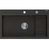 Mexen Omar гранитна мивка с 1 гнездо 800 x 480 мм, черен/златист металик, сифон хром - 6520801005-75