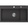 Mexen Omar мивка от гранит 1-камерна 800 x 480 мм, черно накрапана, сифон хром - 6520801005-76