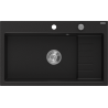 Mexen Omar гранитна мивка с 1 отделение 800 x 480 мм, черен, сифон хром - 6520801005-77