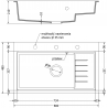 Mexen Omar гранитна мивка с 1 отделение 800 x 480 mm, бежова, златен сифон - 6520801005-69-G