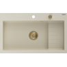 Mexen Omar гранитна мивка с 1 отделение 800 x 480 mm, бежова, златен сифон - 6520801005-69-G