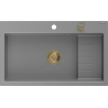 Mexen Omar гранитна мивка с 1 камера 800 x 480 mm, сива, сифон златен - 6520801005-71-G