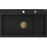 Mexen Omar мивка гранитна 1-камерна 800 x 480 мм, черна, сифон златен - 6520801005-77-G
