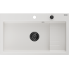 Mexen Omar гранитна мивка с 1 корито 800 x 480 мм, бяла, черен сифон - 6520801005-20-B