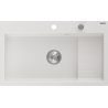 Mexen Omar гранитна мивка с 1 отделение 800 x 480 мм, бяла, сифон хром - 6520801005-20