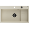 Mexen Omar гранитна мивка 1-камерна 800 x 480 мм, бежова, черен сифон - 6520801005-69-B