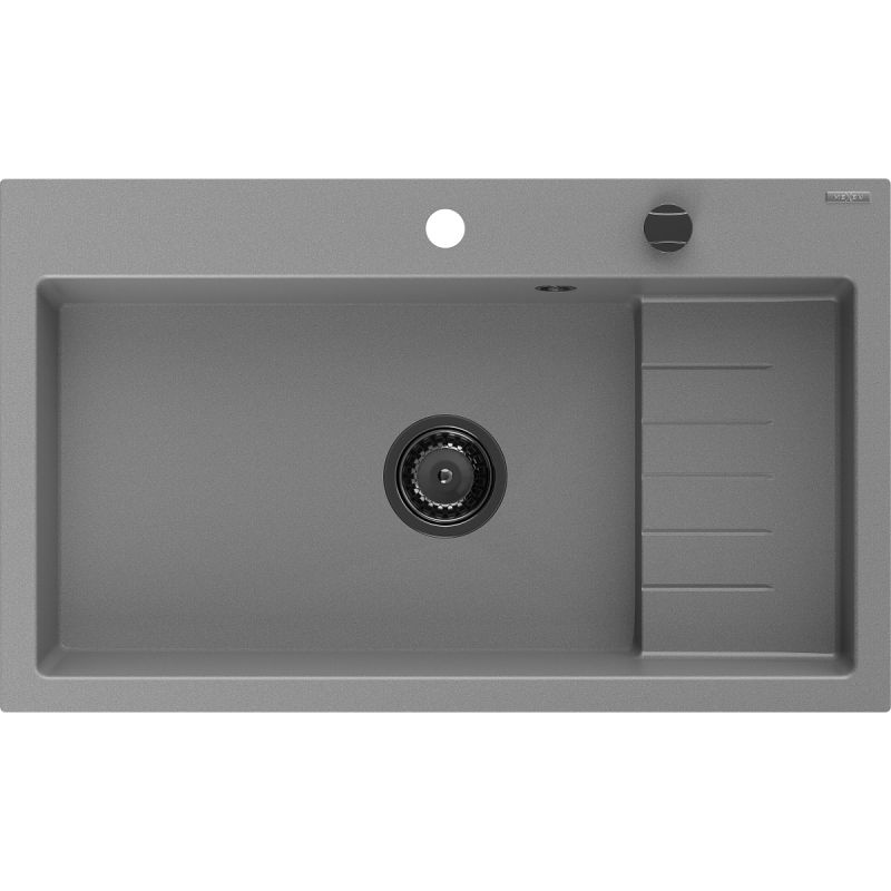 Mexen Omar мивка от гранит с 1 камера 800 x 480 mm, сива, сифона черен - 6520801005-71-B