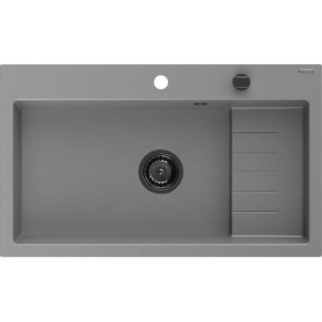Mexen Omar мивка от гранит с 1 камера 800 x 480 mm, сива, сифона черен - 6520801005-71-B