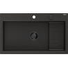 Mexen Omar гранитна мивка с 1 отделение 800 x 480 мм, черен/златен металик, черен сифон - 6520801005-75-B