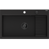 Mexen Omar гранитна кухненска мивка с 1 корито 800 x 480 mm, черна, черен сифон - 6520801005-77-B