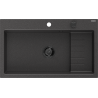 Mexen Omar Гранитна мивка с едно отделение 800 x 480 мм, черна на петна, черен сифон - 6520801005-76-B