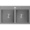 Mexen Hektor гранитна мивка с две корита 800 x 480 мм, сива, сифон хром - 6521802000-71
