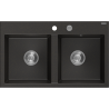 Mexen Hektor гранитна мивка с 2 камери 800 x 480 мм, черен/златен металик, хромиран сифон - 6521802000-75