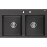Mexen Hektor гранитна мивка с 2 камери 800 x 480 mm, черна на пръски, хромиран сифон - 6521802000-76