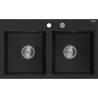 Mexen Hektor гранитна мивка с 2 отделения 800 x 480 мм, черен, хромиран сифон - 6521802000-77