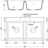 Mexen Hektor 2-коморна гранитна мивка 800 x 480 мм, сива, златен сифон - 6521802000-71-G