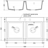 Mexen Hektor гранитна мивка с 2 камери 800 x 480 мм, сива, черен сифон - 6521802000-71-B
