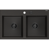Mexen Hektor двоен кухненски гранитен мивка 800 x 480 мм, черен/златен металик, сифон черен - 6521802000-75-B