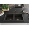 Mexen Hektor гранитна мивка с 2 камери 800 x 480 mm, черно/златист металик, златен