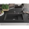 Mexen Omar гранитна мивка с едно корито 800 x 480 mm, черна на петна, сифон хром - 6520801005-76