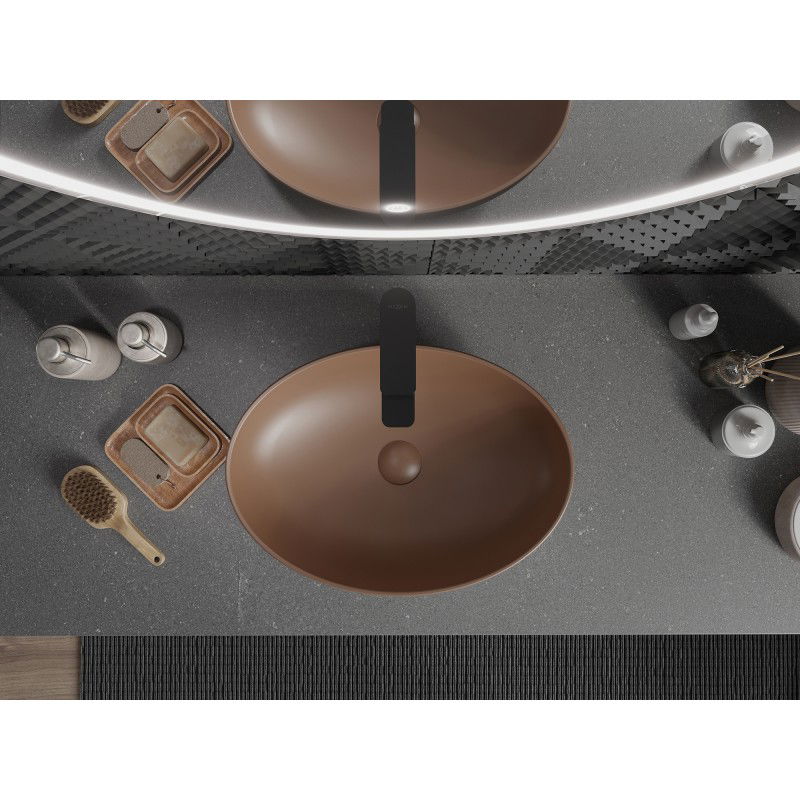 Mexen Cornelia умивалник за плот 50 x 37 см, кафяв мат - 21885068