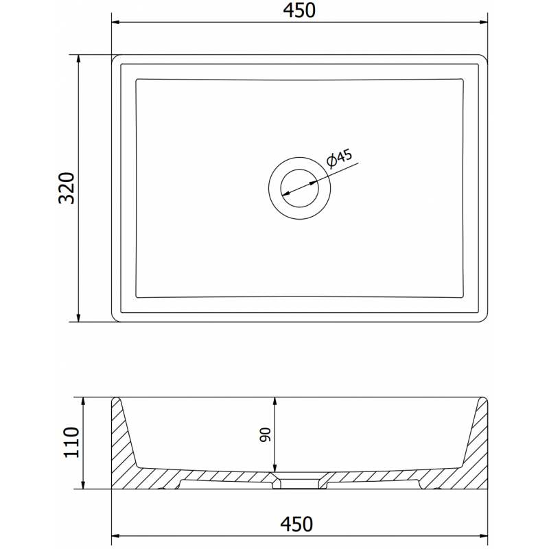 Mexen Goya мивка за монтиране върху плот 45 x 32 см, бяла - 22184500