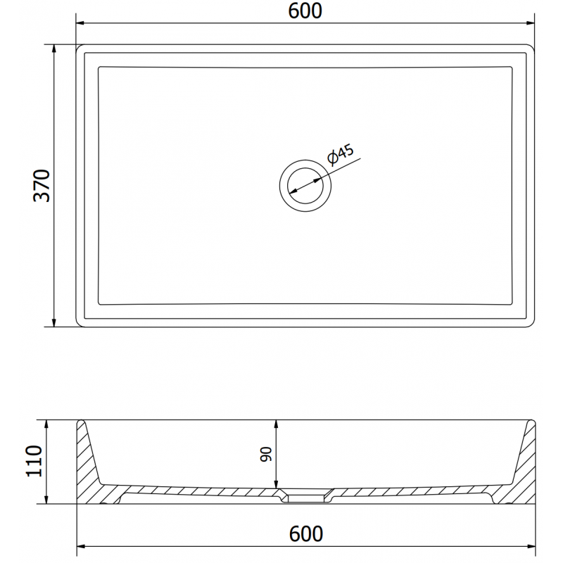 Mexen Goya мивка върху плот 60 x 37 см, бяла - 22186000