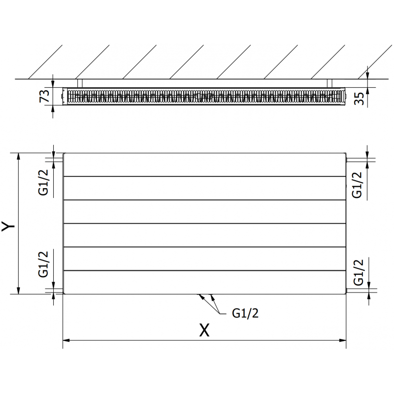 Mexen Line CCL21 панелен радиатор 600 x 400 mm, долно централно свързване, 484 W, бял - W6C21L-060-040-00