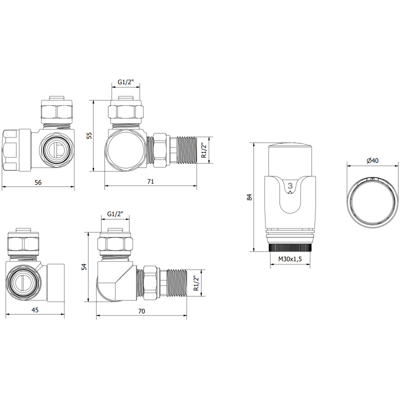 Mexen G00 осов термостатичен комплект, бял - W903-900-20