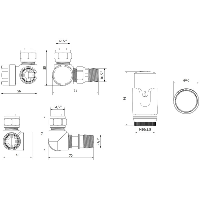 Mexen G00 осев термостатичен комплект, черен - W903-900-70