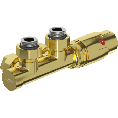 Mexen G00 ъглов термостатичен комплект, Duplex, DN50, златен - W907-900-50